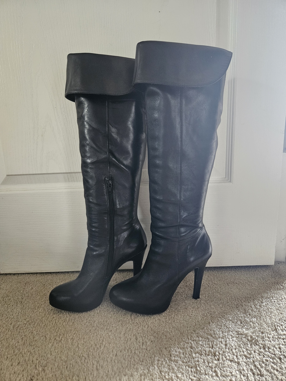 Jessica Simpson Black Fold-Top Over-the-Knee Stiletto Boots